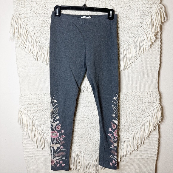 JOHNNY WAS gray floral embroidered Rosa leggings XS